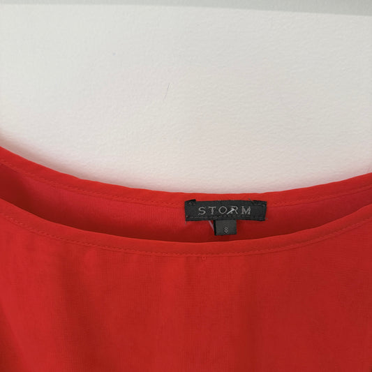 Storm Red Sleeveless Pleated Midi Dress Size 8