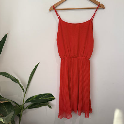 Storm Red Sleeveless Pleated Midi Dress Size 8