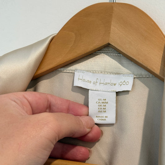House Of Harlow 1960 Tie-front Crop Satin Shirt Size M