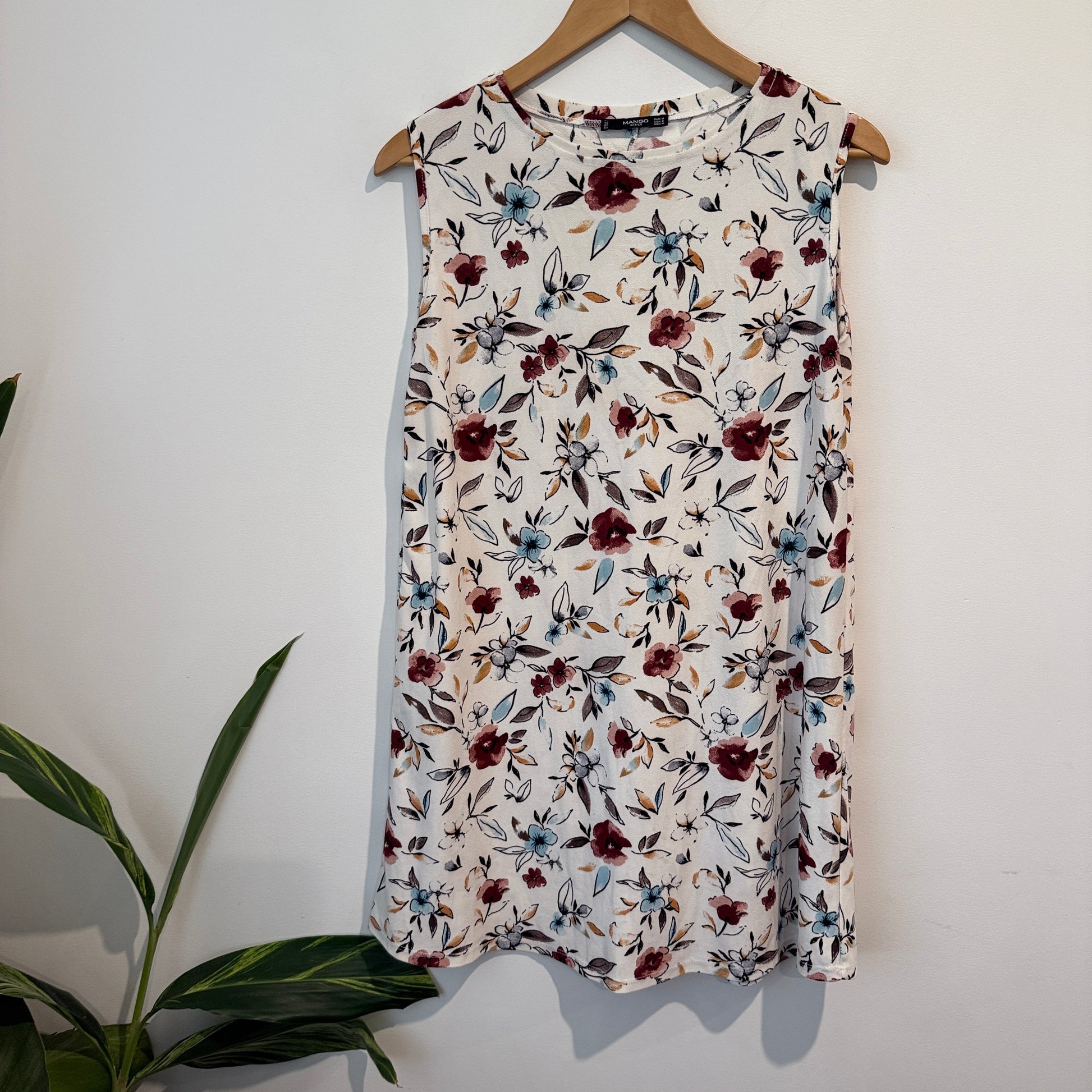 Mango Floral Print Sleeveless Dress Size M