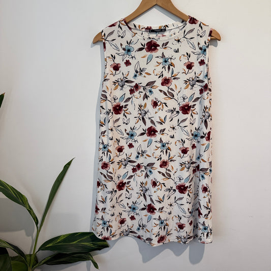 Mango Floral Print Sleeveless Dress Size M