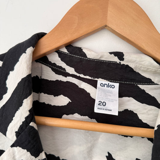 Anko Size 20 Zebra Print Viscose Blend Blouse