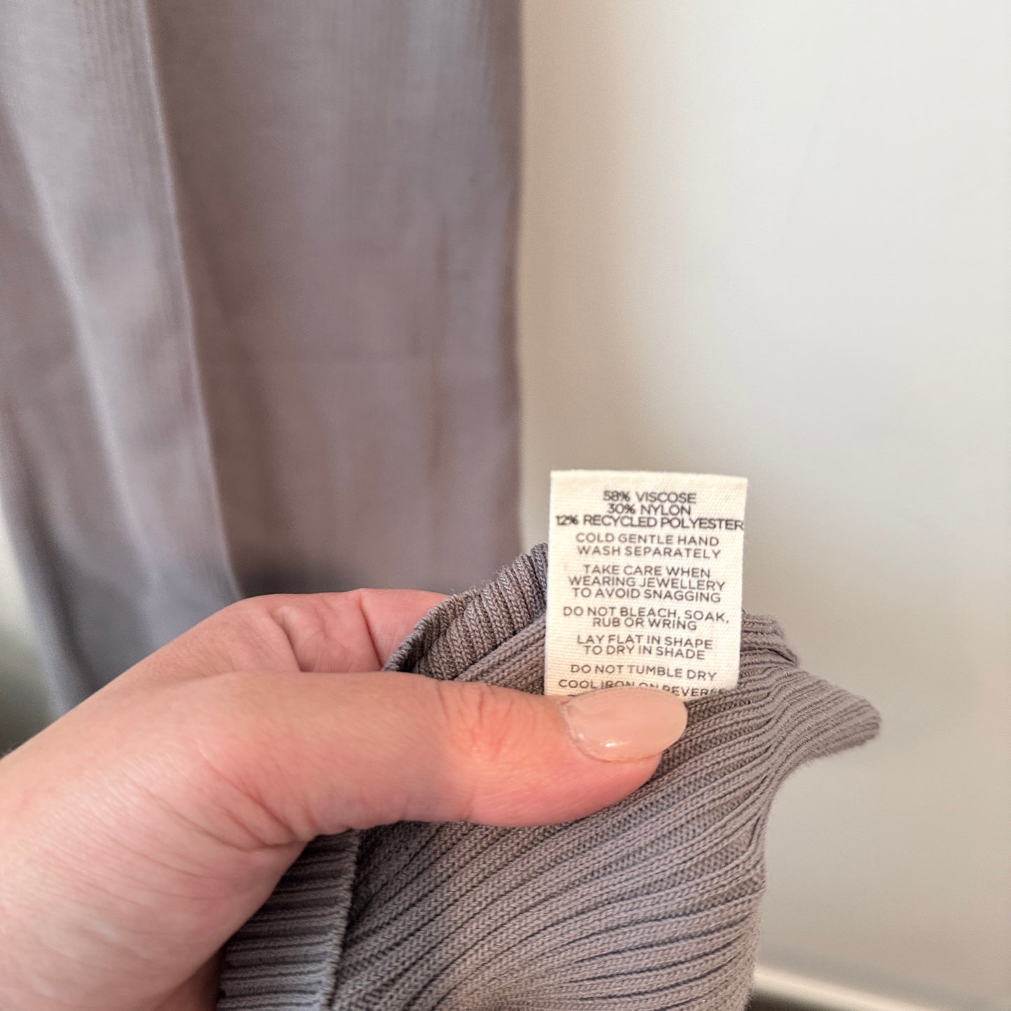 58% Viscose
30% Nylon
12% Recycled Polyester