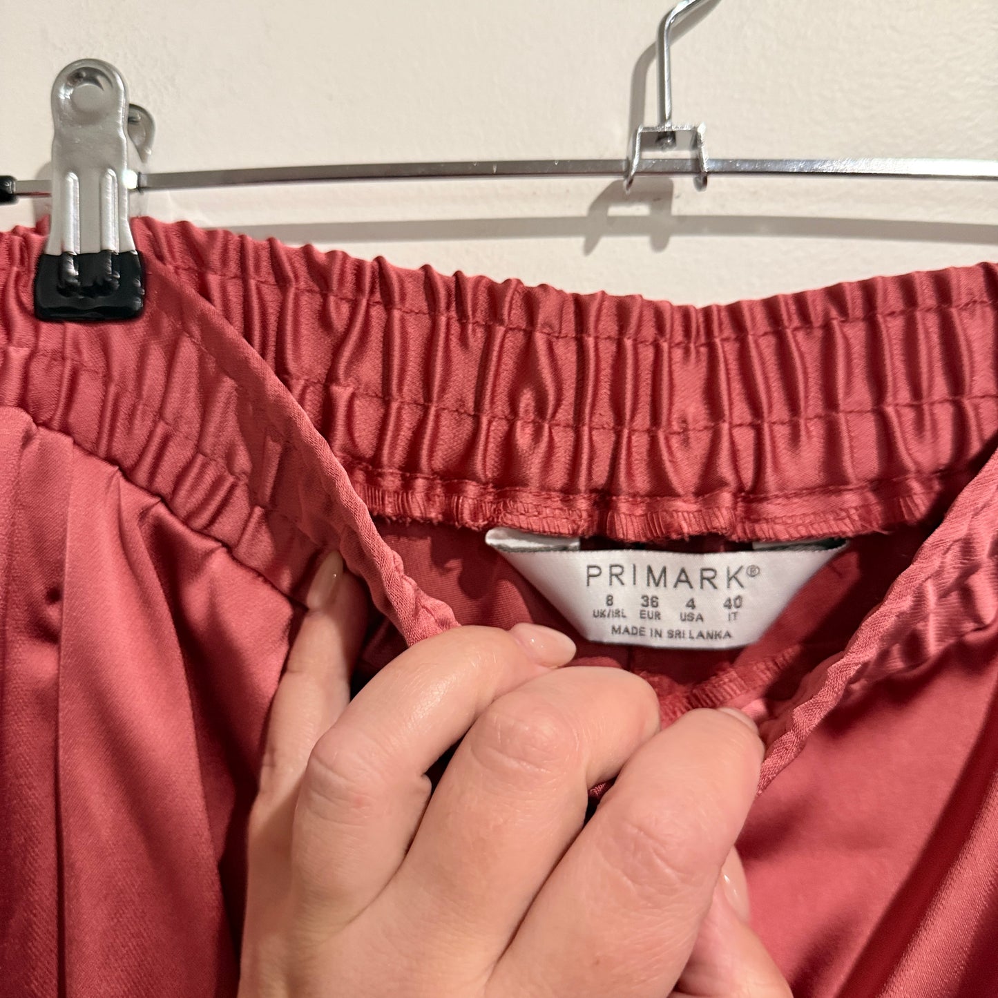 Primark Red Satin Cargo Wide-leg Pants Size 8