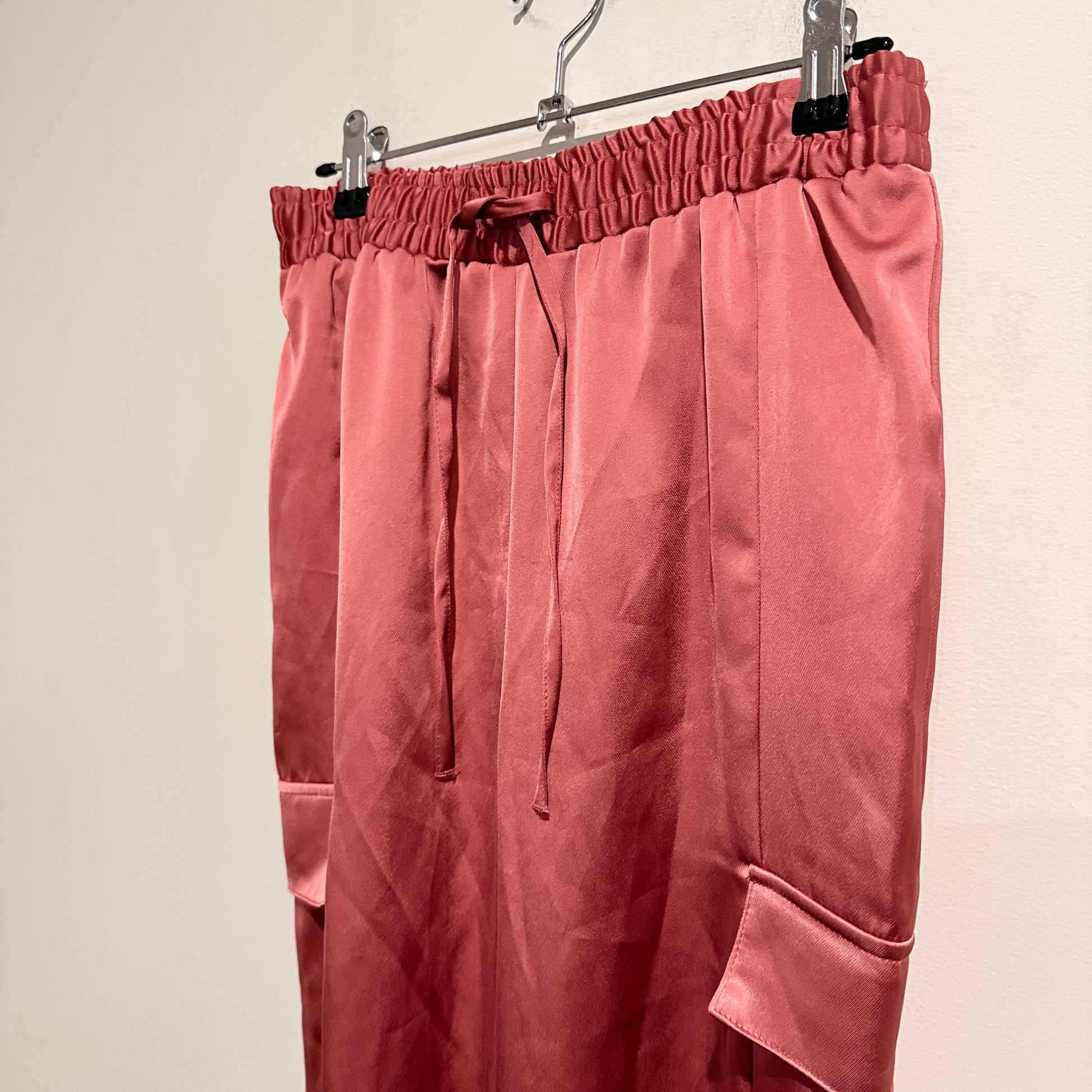 Primark Red Satin Cargo Wide-leg Pants Size 8