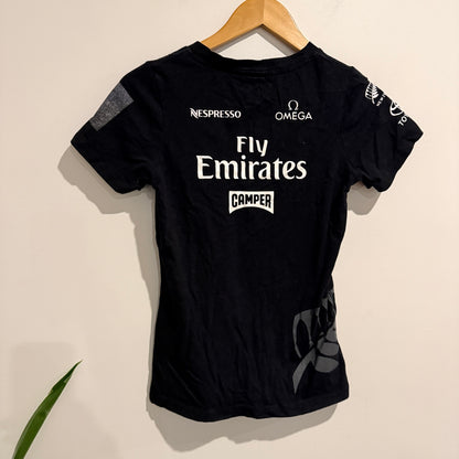 Emirates Team New Zealand Black V-neck T-shirt Size XS