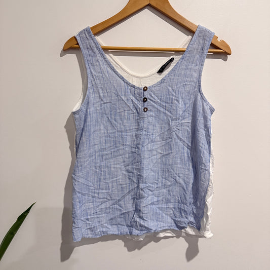 Dunnies Light Blue And White Striped Tank Top Size S