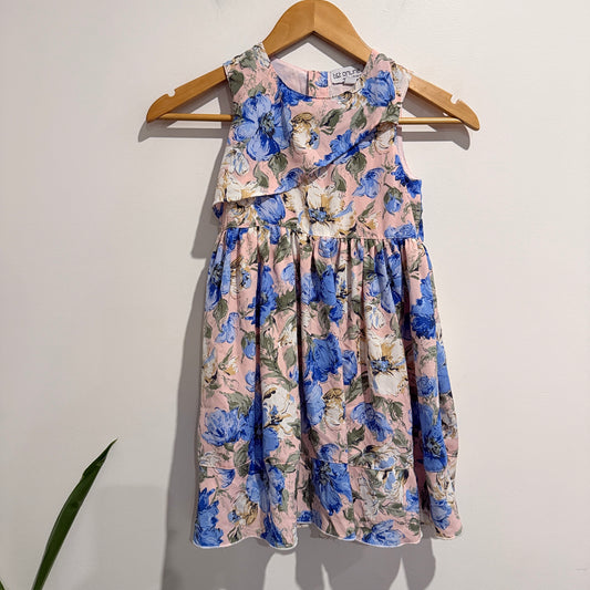 T&t Online Sleeveless Blue Floral Dress Size 6yr
