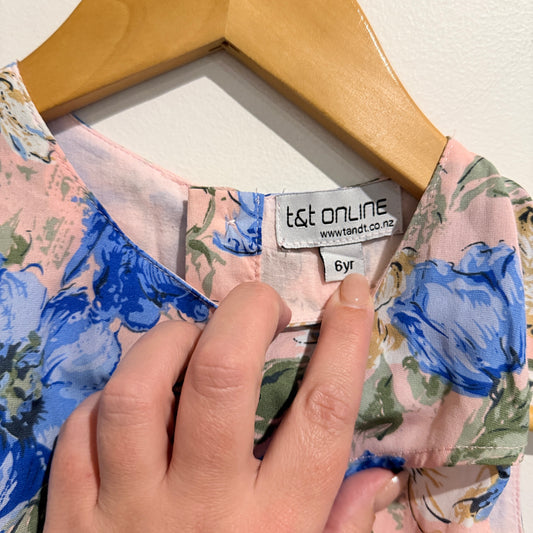 T&t Online Sleeveless Blue Floral Dress Size 6yr