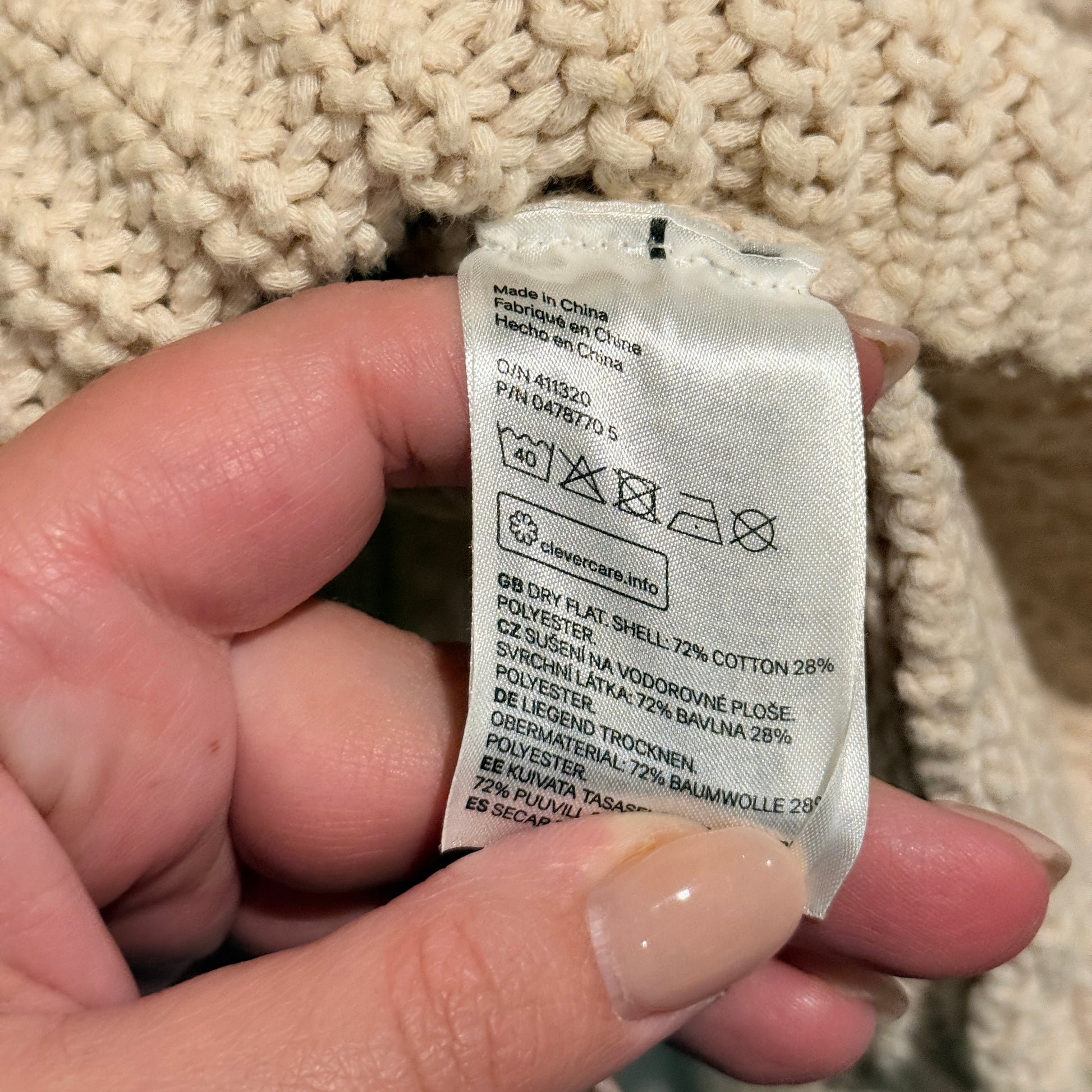 H & M Beige Cropped Chunky Knit Sweater Size XS