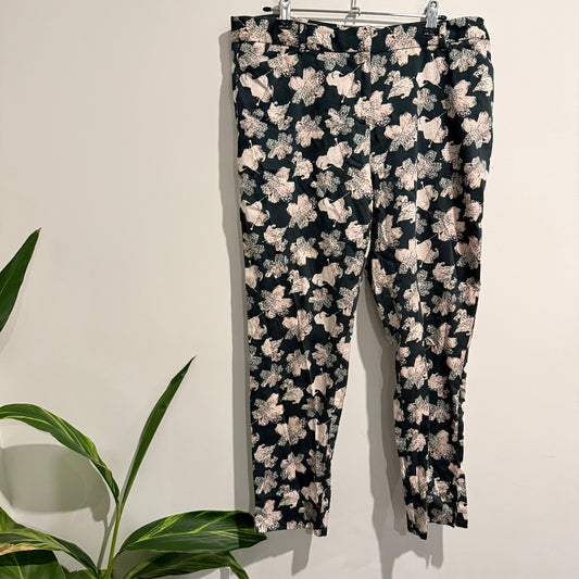 Sports Craft Black Floral Print Pants Size 12