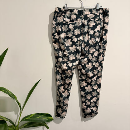 Sports Craft Black Floral Print Pants Size 12