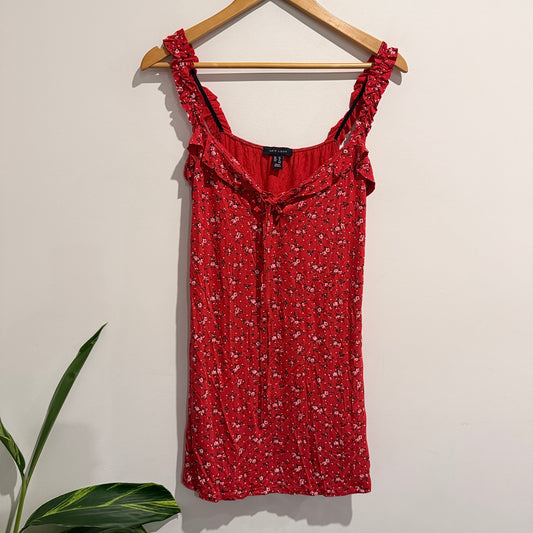 New Look Red Floral Mini Dress Size 14
