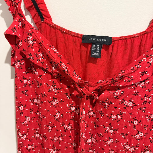 New Look Red Floral Mini Dress Size 14