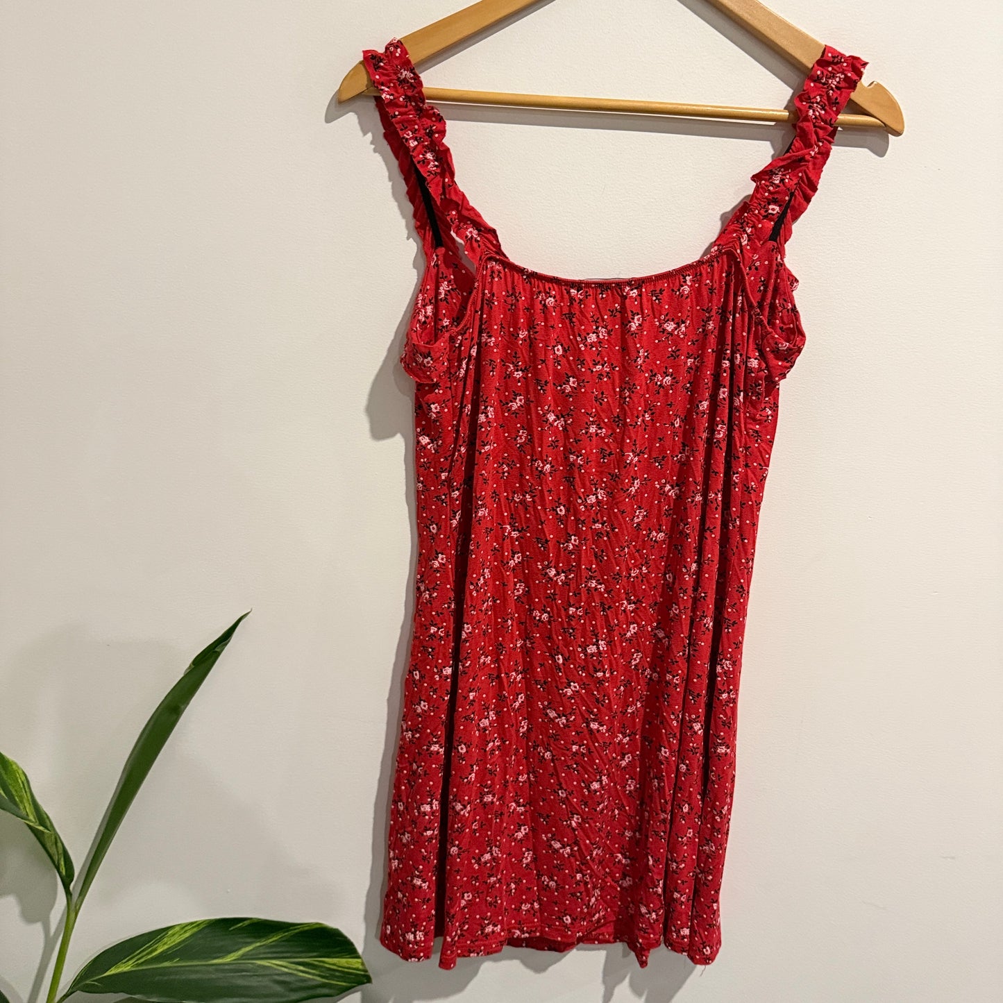 New Look Red Floral Mini Dress Size 14