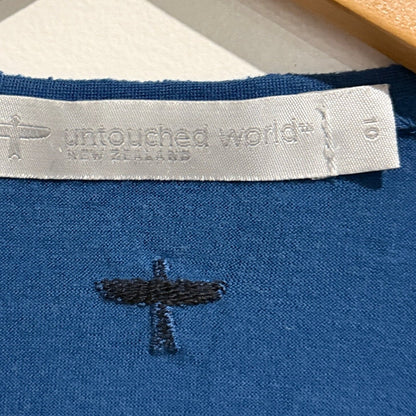 Untouched World (NZ Made) Long-sleeve Blue Wrap Top Size 10