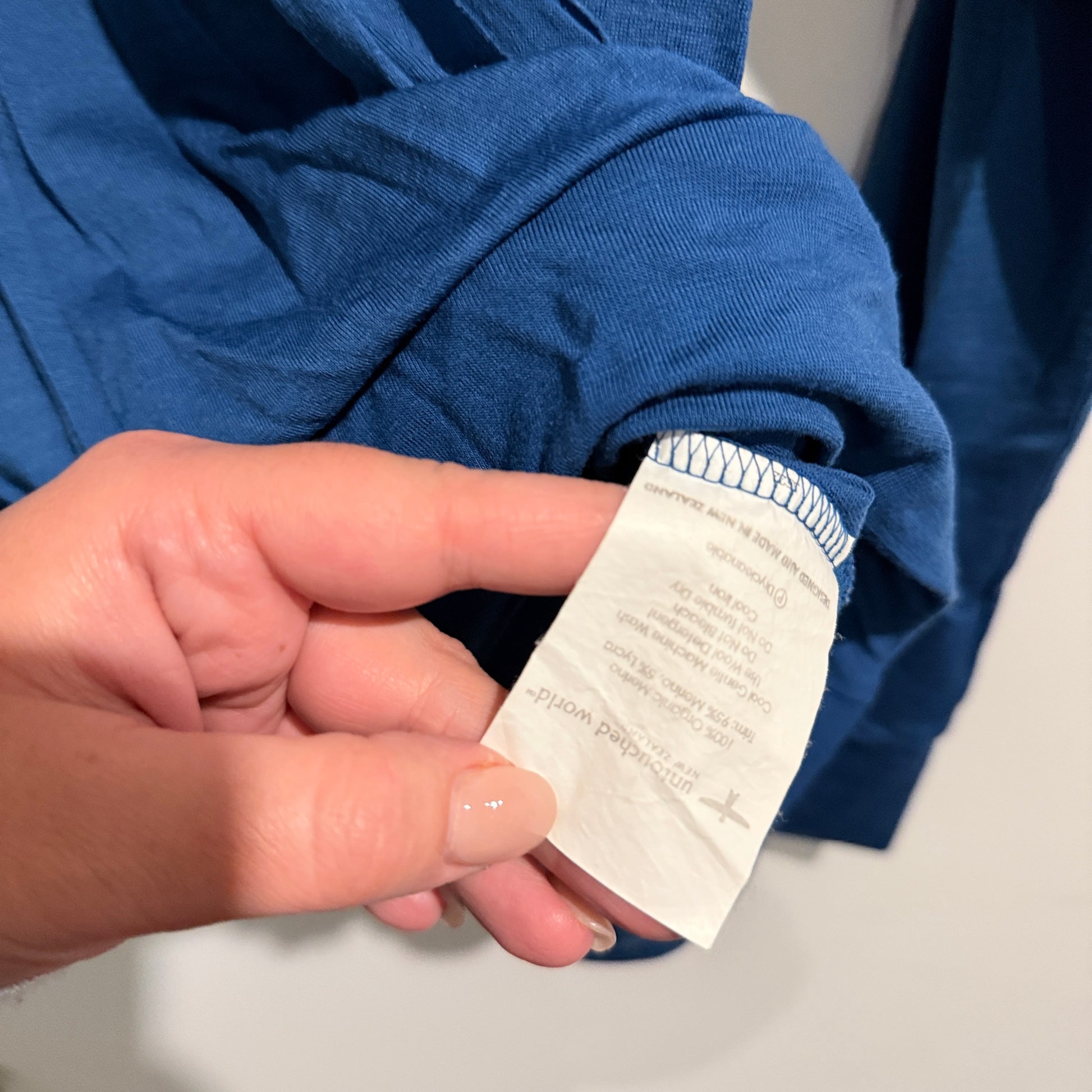 Untouched World (NZ Made) Long-sleeve Blue Wrap Top Size 10
