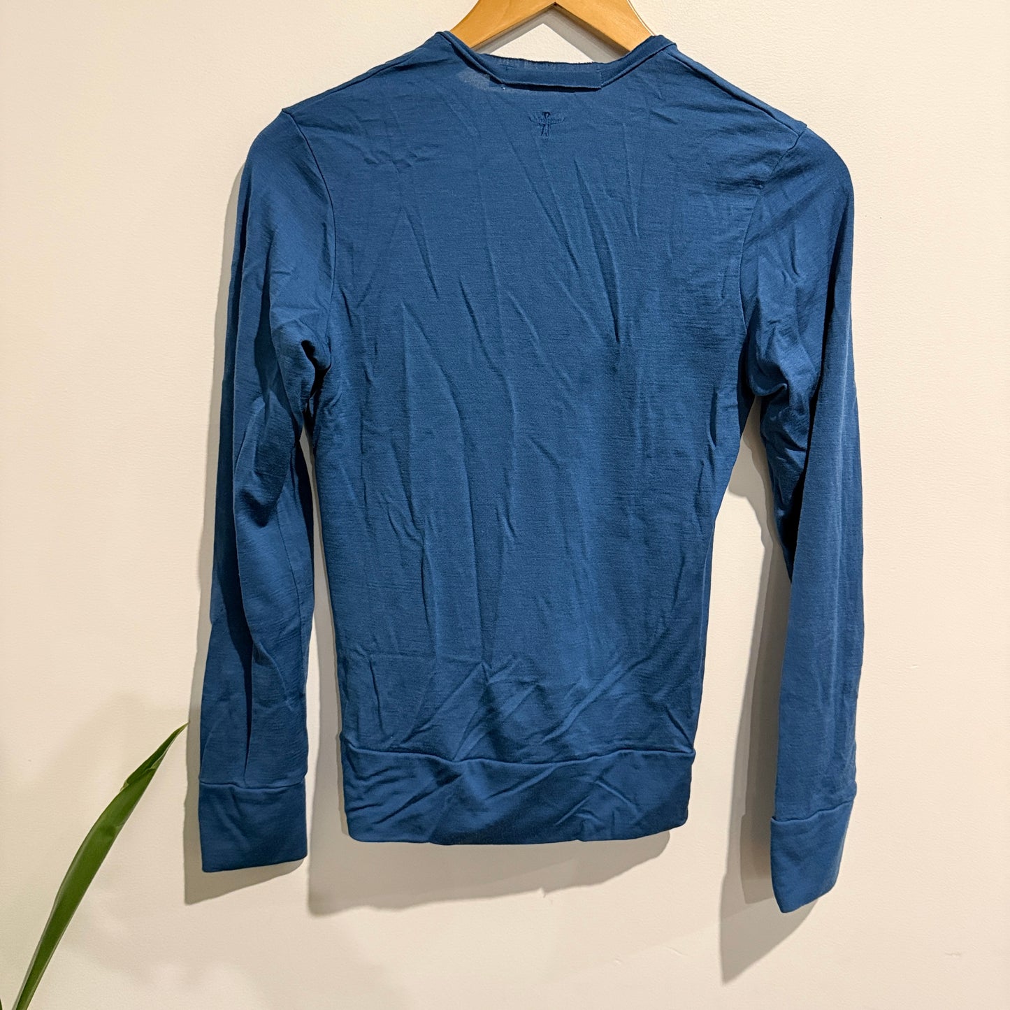 Untouched World (NZ Made) Long-sleeve Blue Wrap Top Size 10
