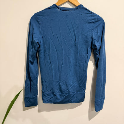 Untouched World (NZ Made) Long-sleeve Blue Wrap Top Size 10