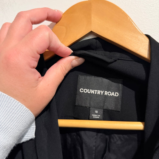 Country Road Black Open-front Blazer Size 10