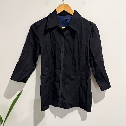 Unknown (NZ Made) Black Long-sleeve Blouse Size 10
