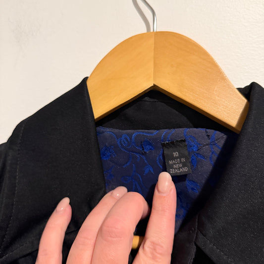 Unknown (NZ Made) Black Long-sleeve Blouse Size 10