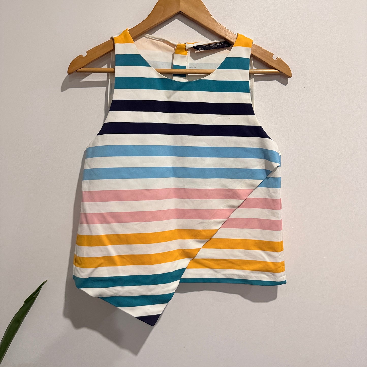 Zara Rainbow Striped Asymmetrical Sleeveless Top