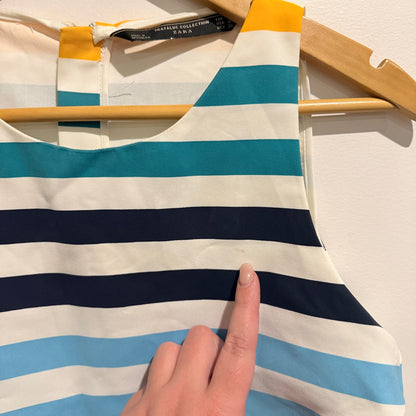 Zara Rainbow Striped Asymmetrical Sleeveless Top