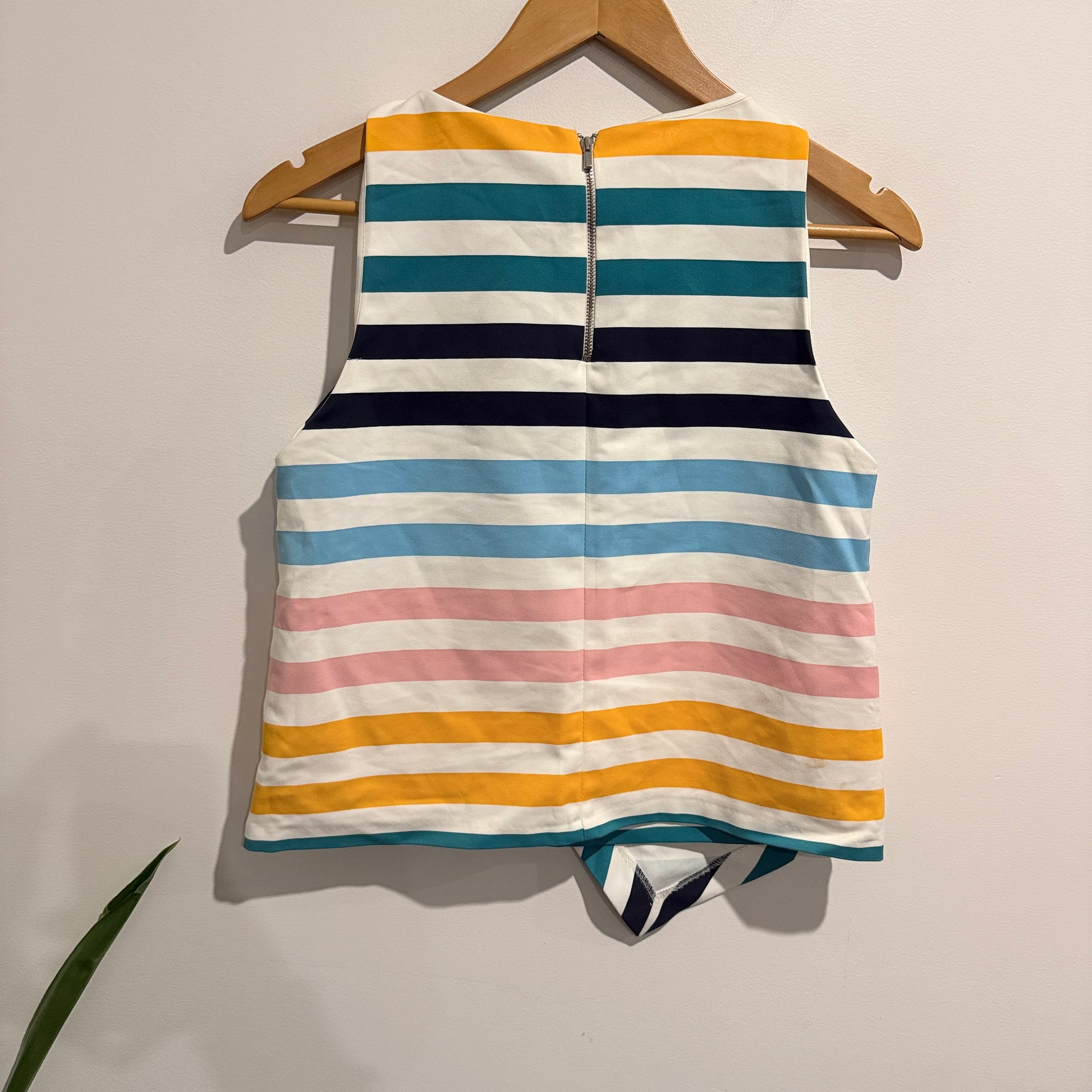 Zara Rainbow Striped Asymmetrical Sleeveless Top
