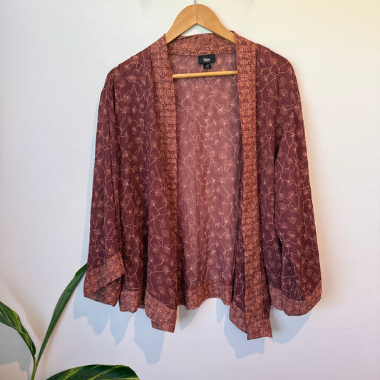 Massimo Burgundy Sheer Kimono-style Cardigan. Size S
