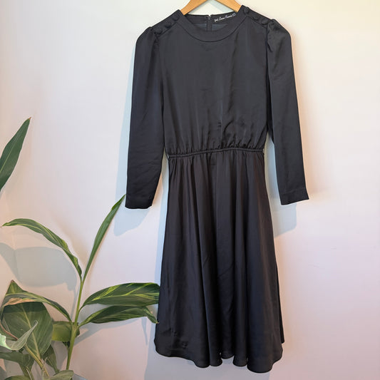 Smoove Reworked Vintage Black Long-sleeve Midi Dress Size U/Arm to U/Arm 42cm