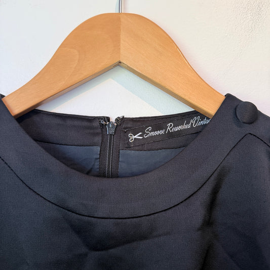 Smoove Reworked Vintage Black Long-sleeve Midi Dress Size U/Arm to U/Arm 42cm