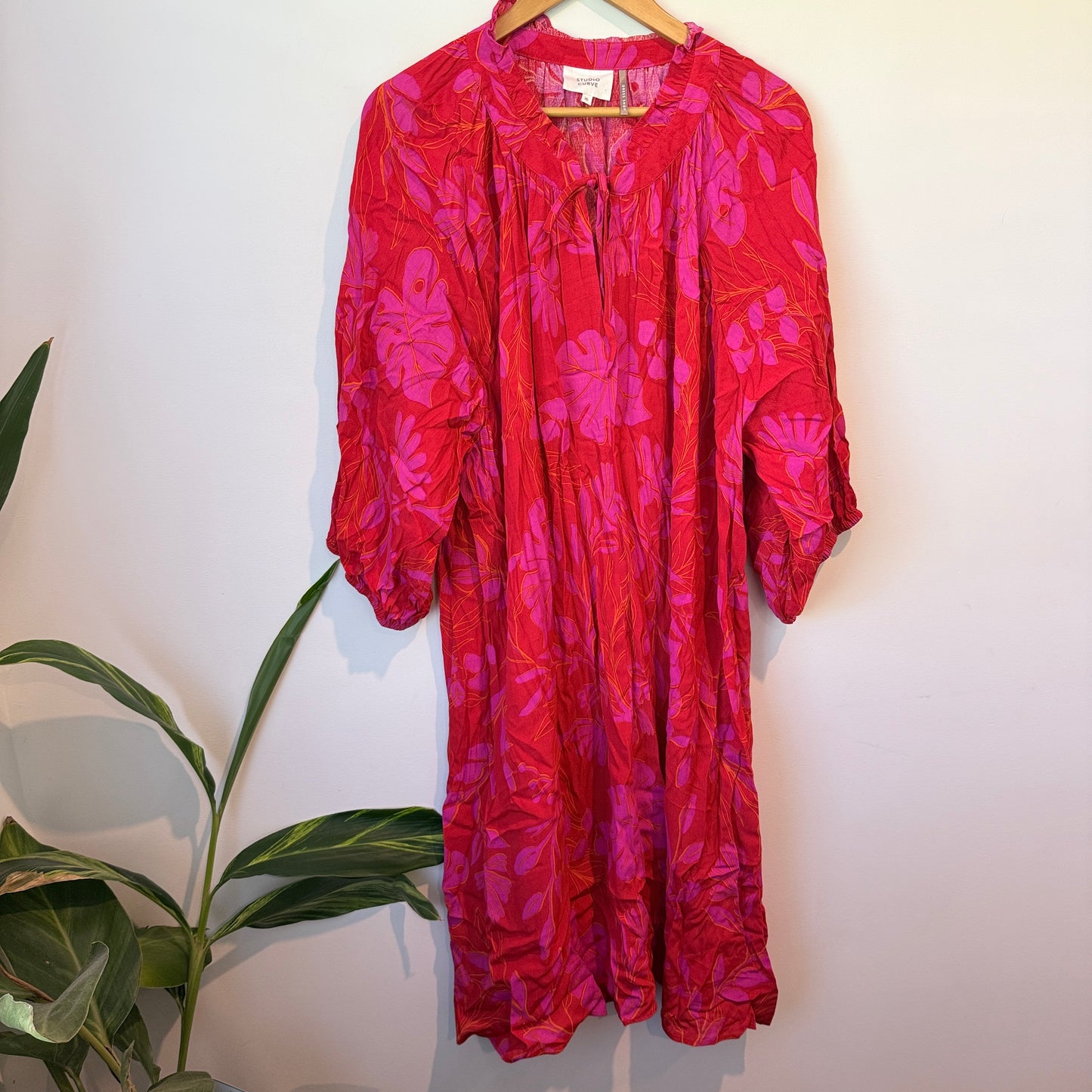 Studio Curve Red Ornamental Foliage Print Boho Size 28