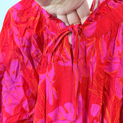 Studio Curve Red Ornamental Foliage Print Boho Size 28