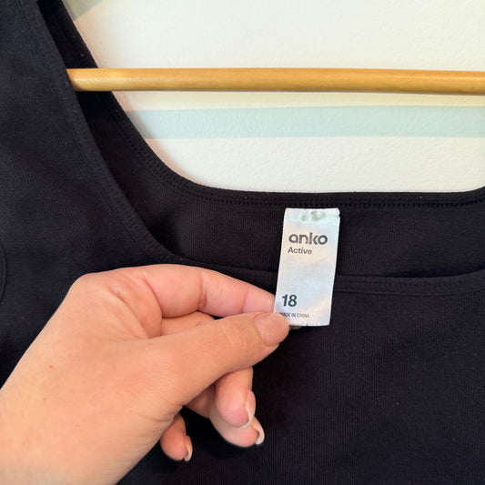 Anko Black Ribbed Seamless Crop Top Size 18