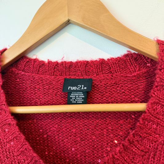 Rue21 Red Sparkly Pullover Sweater. Size M