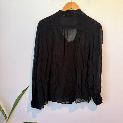 Brand Unknown Black Long-sleeved Sheer Top Size U/Arm to U/Arm 60cm