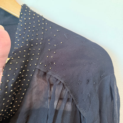 Brand Unknown Black Long-sleeved Sheer Top Size U/Arm to U/Arm 60cm