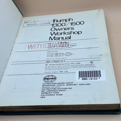 Triumph 1300 & 1500 Owners Workshop Manual by Haynes Publishing