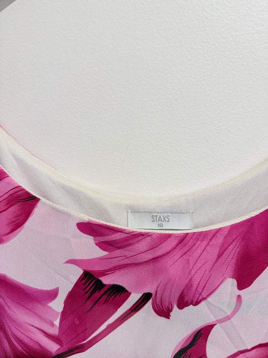 Staxs Pink Floral Print Top Size 16