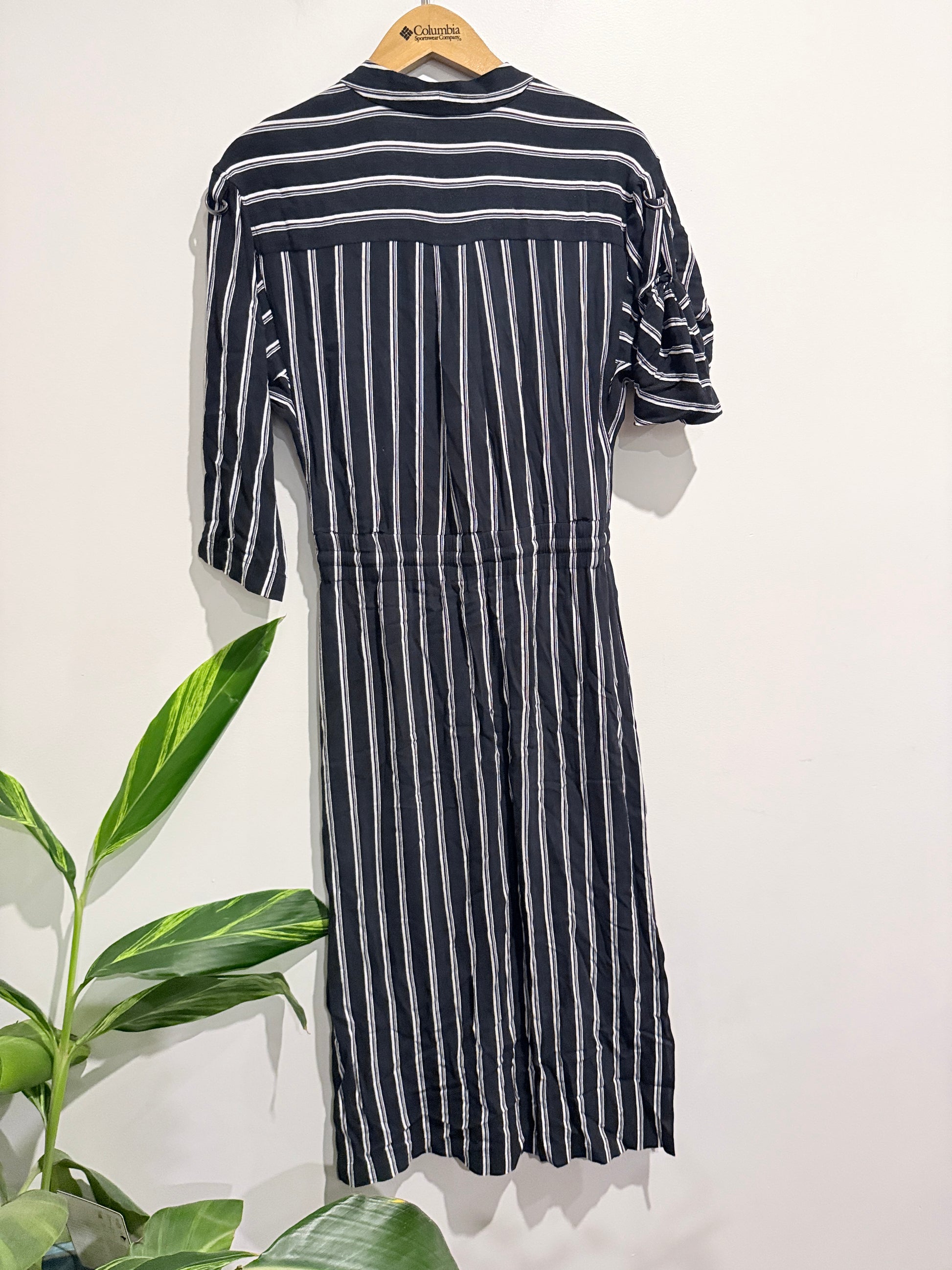 Country Road Black And White Striped Button-down Shirt Dress Size 4