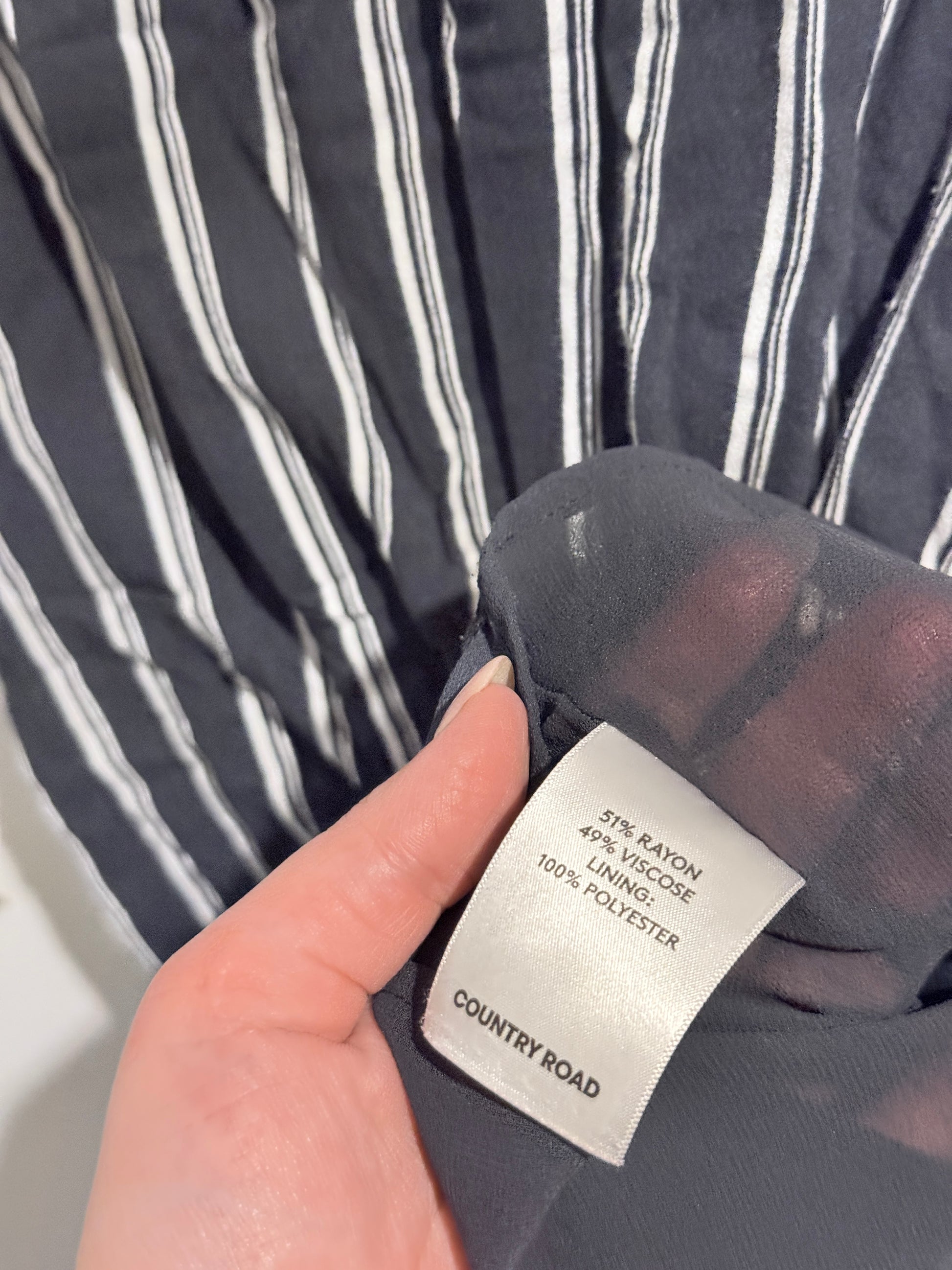 Country Road Black And White Striped Button-down Shirt Dress Size 4