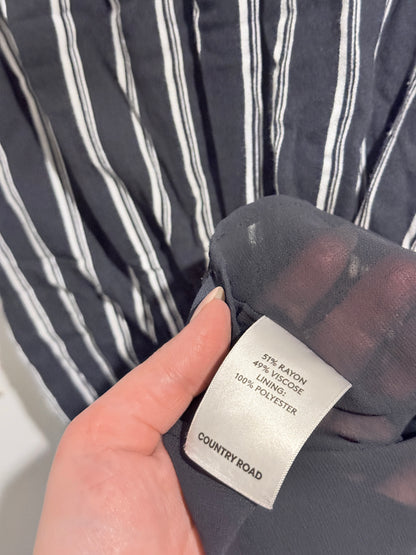 Country Road Black And White Striped Button-down Shirt Dress Size 4