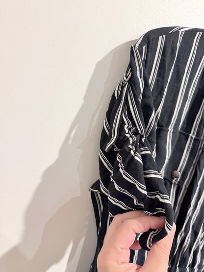 Country Road Black And White Striped Button-down Shirt Dress Size 4