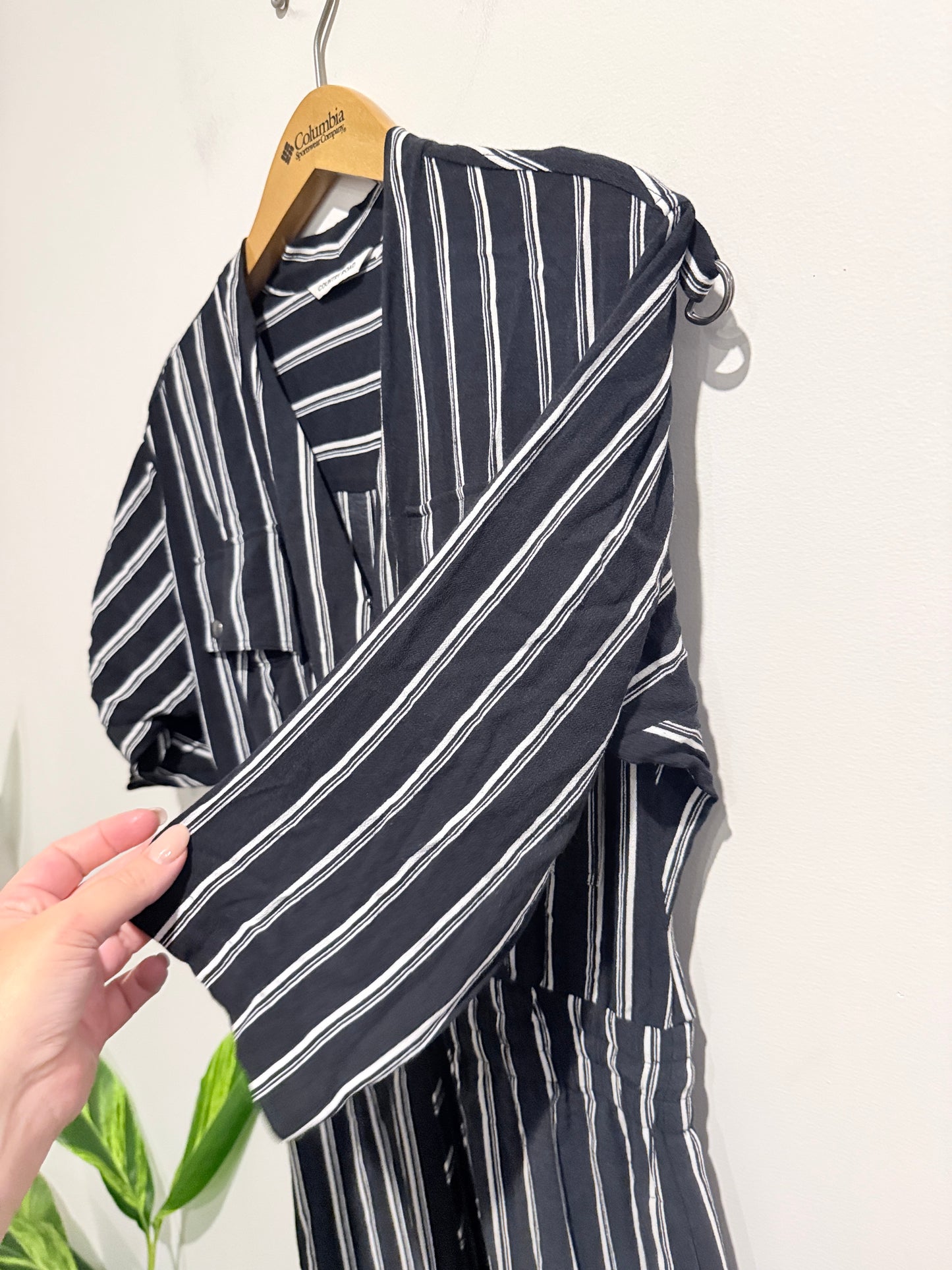 Country Road Black And White Striped Button-down Shirt Dress Size 4