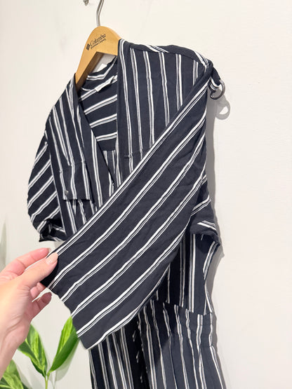 Country Road Black And White Striped Button-down Shirt Dress Size 4