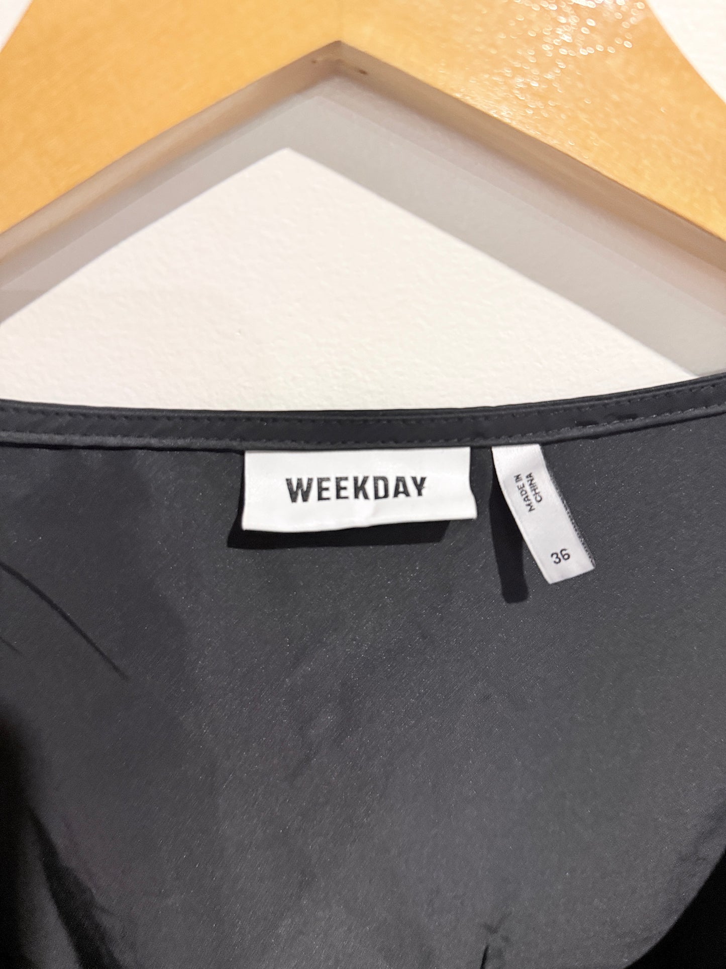 Weekday Black Square Neckline And Puffed Sleeves Mini Dress Size 36 | U/Arm to U/Arm 41cm