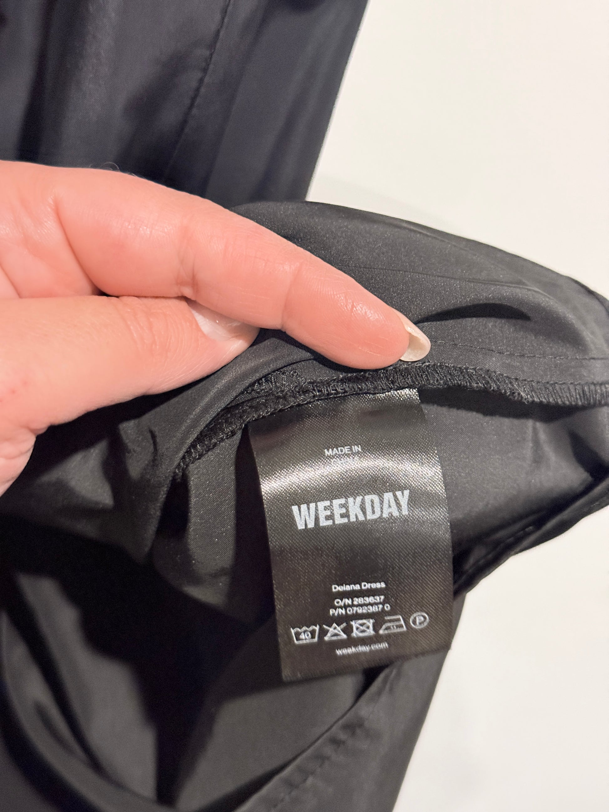 Weekday Black Square Neckline And Puffed Sleeves Mini Dress Size 36 | U/Arm to U/Arm 41cm