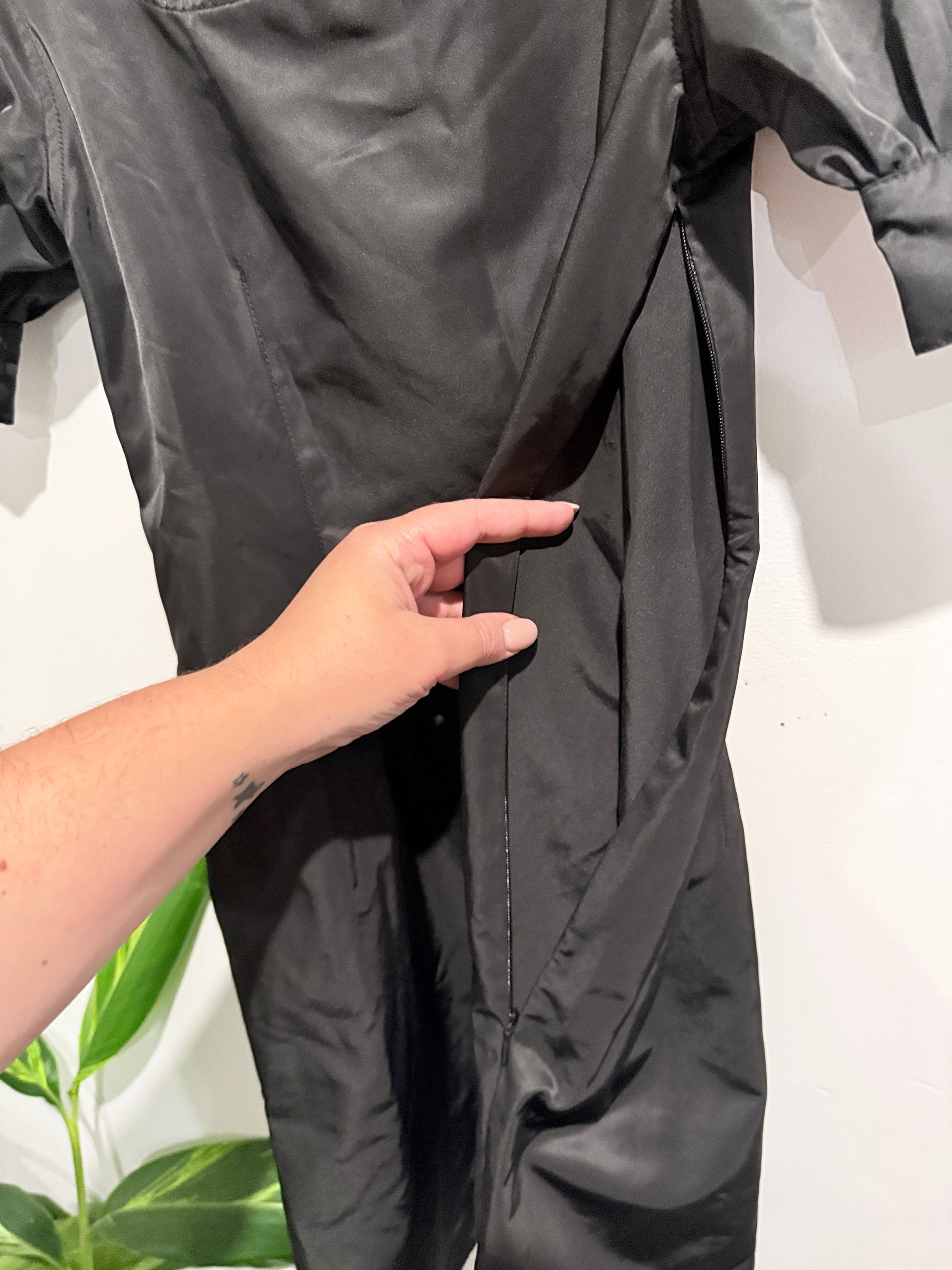 Weekday Black Square Neckline And Puffed Sleeves Mini Dress Size 36 | U/Arm to U/Arm 41cm
