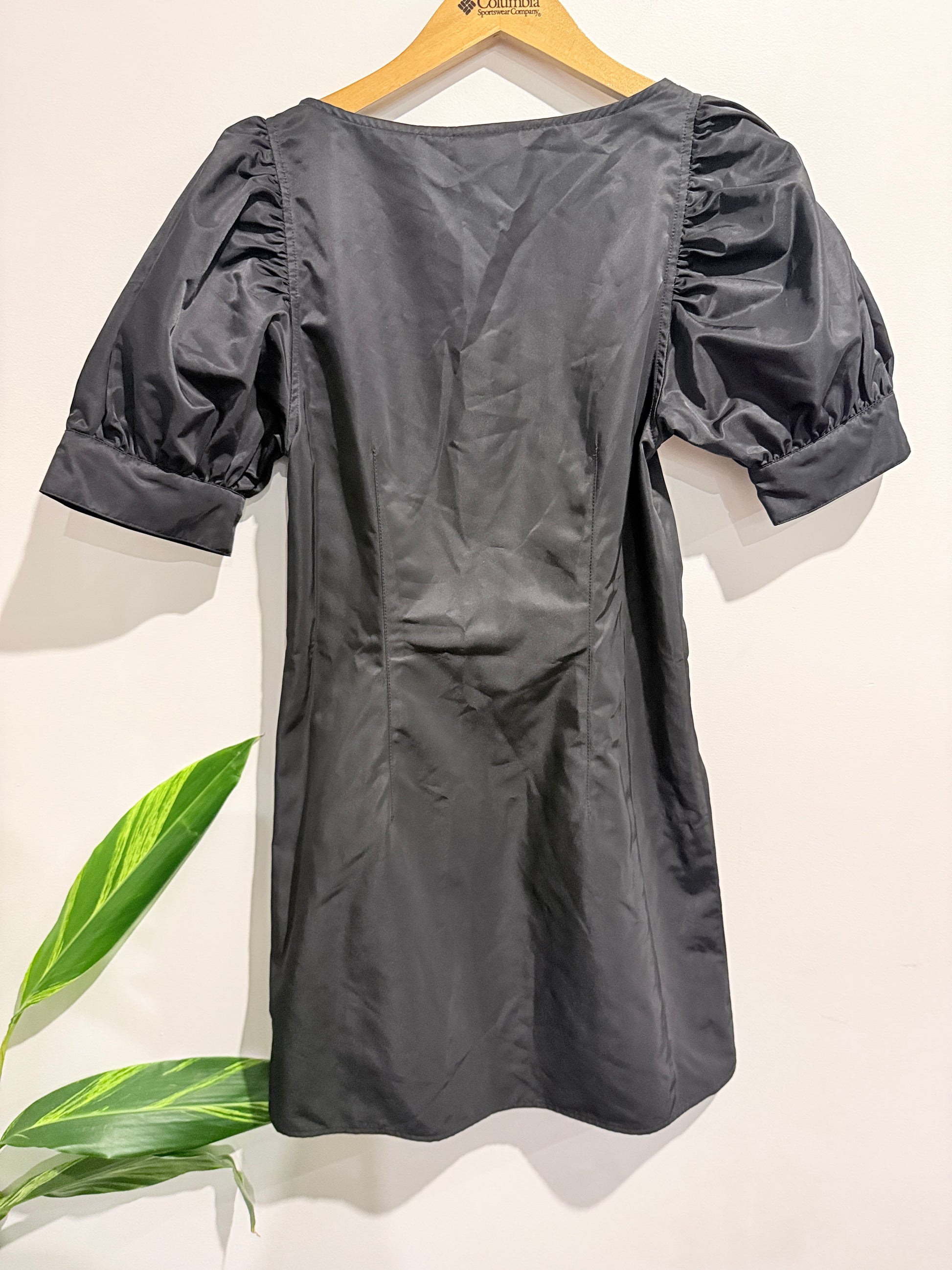 Weekday Black Square Neckline And Puffed Sleeves Mini Dress Size 36 | U/Arm to U/Arm 41cm